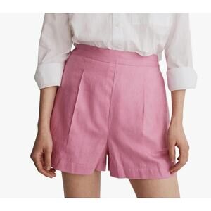 Madewell High Rise Pleated Pull On Linen Shorts Pink Size Small